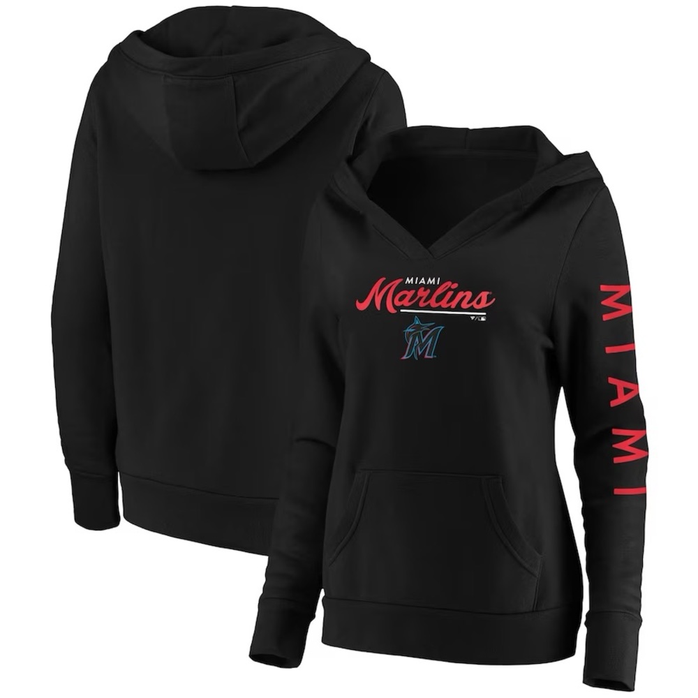 Miami Marlins Fanatics Branded Women's Core High Class Crossover Pullover Hoodie